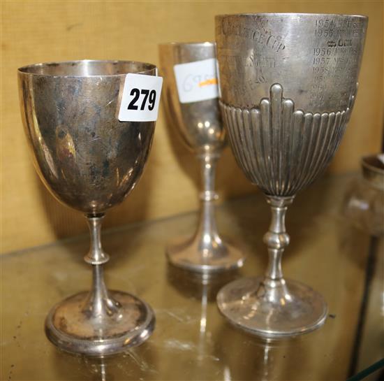 3 x silver goblets